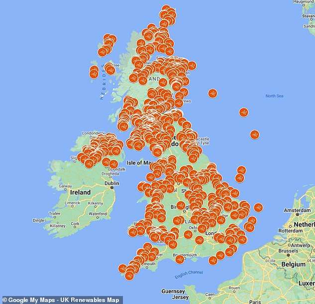 England’s GREEN and pleasant land: Interactive map reveals the locations of renewable energy projects in the UK