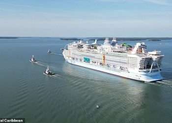 Birth of behemoth Icon of the Seas: Fascinating footage shows world’s biggest cruise ship being built, from the first cut of steel to the 363-tonne AquaDome being installed