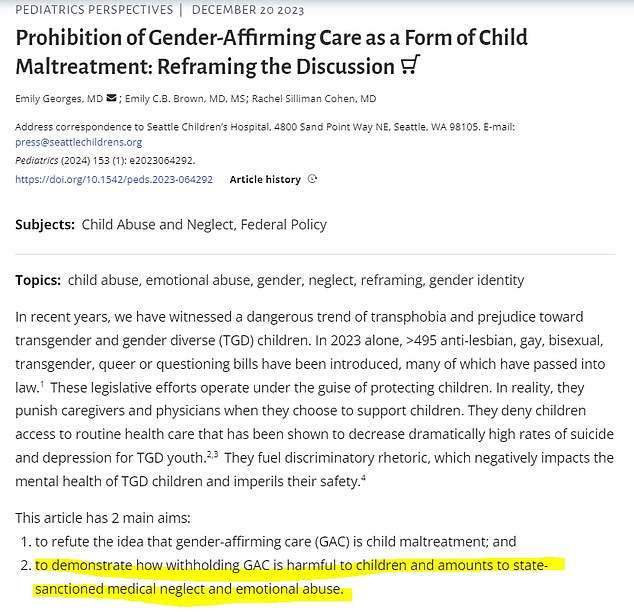 EXCL: American Academy of Pediatrics says denying gender affirming care to trans children is ‘CHILD ABUSE’