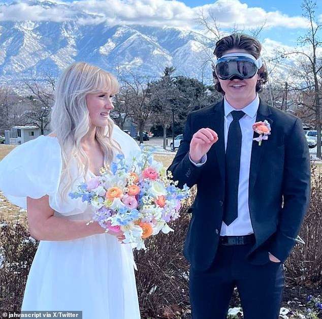Software engineer wears $3,500 Apple Vision Pro to his WEDDING – and his bride looked disgusted
