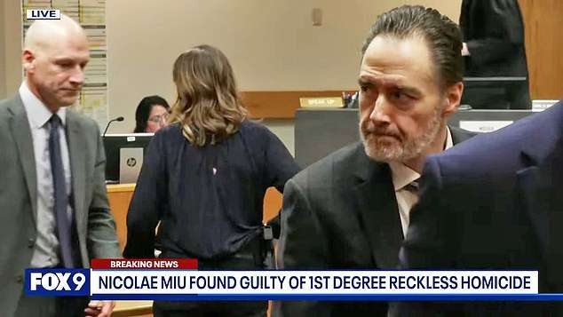 Nicolae Miu is found guilty of first degree reckless homicide of boy, 17, during tubing trip after gang of teens accused him of being pedophile