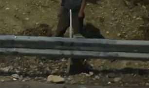 Callous moment man deliberately causes highway crash by throwing rocks onto highway in lawless Los Angeles