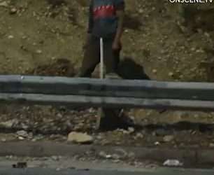Callous moment man deliberately causes highway crash by throwing rocks onto highway in lawless Los Angeles