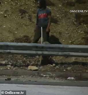 Callous moment man deliberately causes highway crash by throwing rocks onto highway in lawless Los Angeles