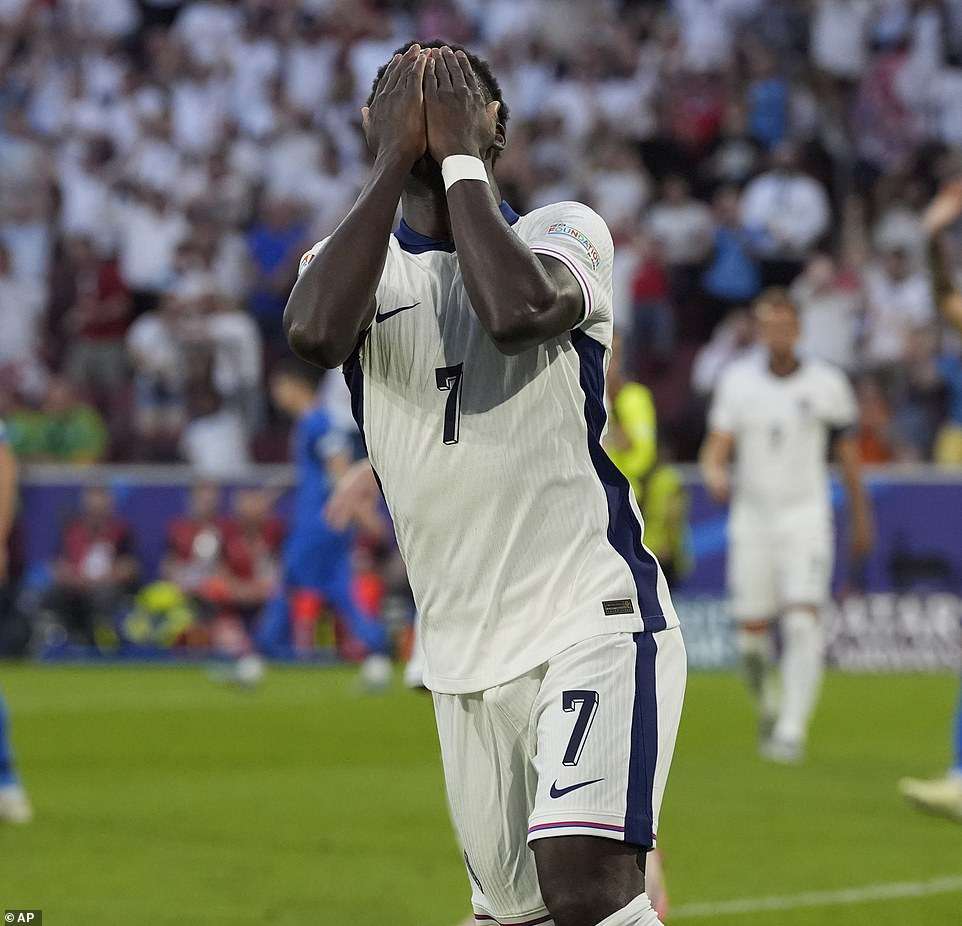 England 0-0 Slovenia: Whistle blows bringing disappointing first half to a close after numerous false starts including Bukayo Saka’s disallowed goal