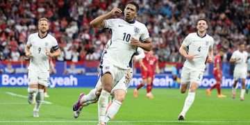 England 1-0 Serbia: A flying header from Jude Bellingham gets England’s Euros campaign underway in style sending watching WAGs into raptures