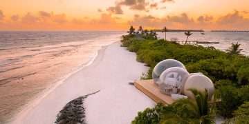 Paradise glamping: The incredible Maldives ‘beach bubble tent’ that offers couples the chance to sleep under the stars (without being bitten by mosquitoes)