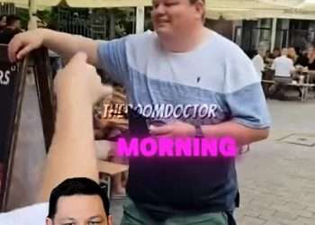 ‘He’s got The Chase in the morning!’ Exuberant England fans serenade ‘The Beast’ Mark Labbett lookalike ahead of Three Lions’ Euro 2024 semi-final showdown against the Netherlands