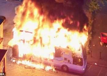 Man, 37, charged with violent disorder and arson in relation to riots in Leeds on Thursday which saw a bus torched
