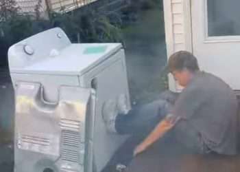 Moment foolish uncle is almost killed after making very stupid decision involving lit firework