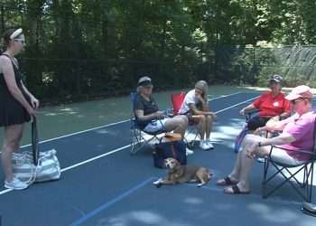 Pickleball players in ritzy suburb stage furious protest as town hires SECURITY to block them from using tennis courts