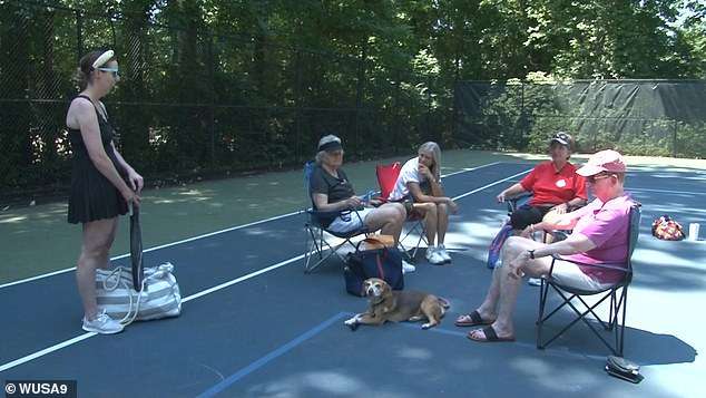 Pickleball players in ritzy suburb stage furious protest as town hires SECURITY to block them from using tennis courts