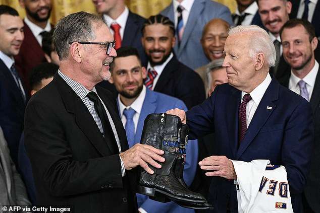 Bumbling Biden, 81, asks Texas Rangers pitcher ‘who the hell made his haberdasher’ and says ‘I like his dress man’ at White House World Series celebration