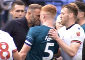 Bolton manager Ivan Evatt risks FA probe after being sent off for SQUARING UP to an opposition player in angry full-time scenes after his side drew with Shrewsbury Town