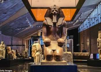 Pictured: The jaw-dropping displays inside the Grand Egyptian Museum, which has FINALLY opened its doors to visitors