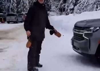 Brutal moment Justin Trudeau is heckled on the slopes during ski holiday as woman tells him to ‘get the f**k out of BC’