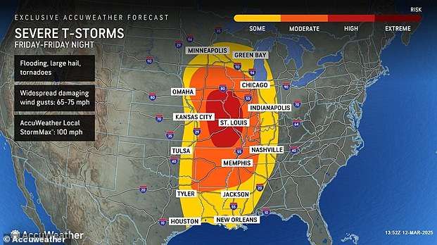 Mega storm heading for 17 US states  TOMORROW will unleash life-threatening flash floods and tornadoes