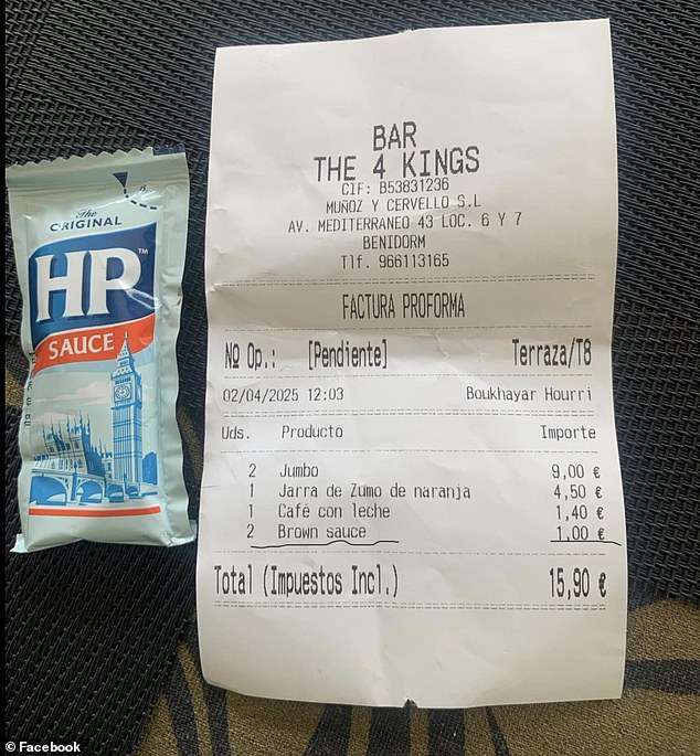 Brit tourist lashes out at ‘rip off’ fee for a sachet of HP sauce in Benidorm… and is ridiculed online