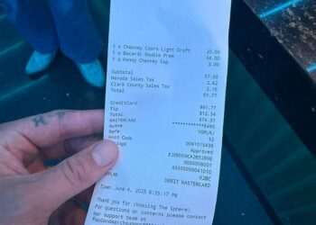 Brits left outraged after tourist shares receipt for two drinks in Las Vegas