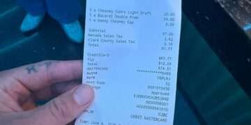 Brits left outraged after tourist shares receipt for two drinks in Las Vegas