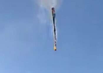 Eight die as hot-air balloon bursts into flames and plunges to the ground in Brazil – after 14 jumped to safety before craft burned completely