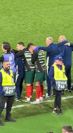 Footage shows Cristiano Ronaldo’s emotional reaction to Portugal’s Nations League triumph – as veteran uses Man United star as a shield during penalty shoot-out