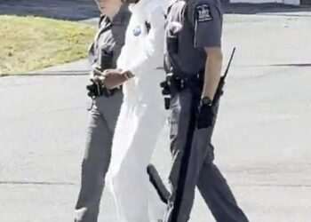 Eerie facial expression of ‘killer’ dad Luciano Frattolin as he’s perp-walked into court ‘for murdering daughter’, 9, after awful ‘motive’ emerged