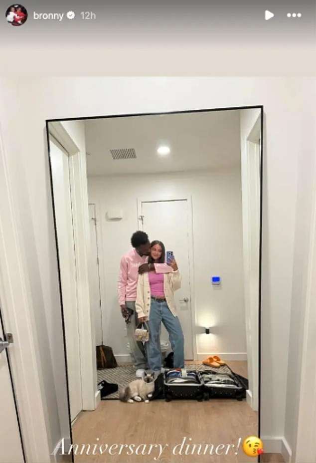 Bronny James plants kisses on girlfriend in PDA-filled anniversary posts