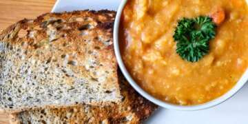 I make a hearty 49p per portion 4-ingredient soup which is perfect for autumn