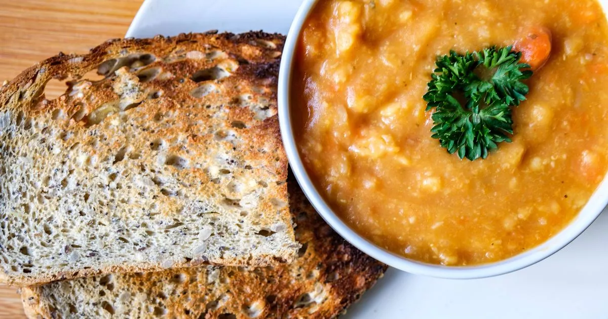 I make a hearty 49p per portion 4-ingredient soup which is perfect for autumn