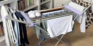 Heated clothes airer with 12m drying space costs 6p an hour and is under £50