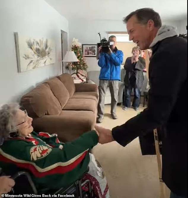 Touching moment 108-year-old hockey fan is granted Christmas wish by NHL superstar