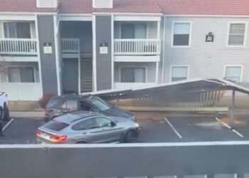 Grown man in BMW smashes into Mercedes driver in blind rage and demolishes part of Denver apartment complex during violent meltdown