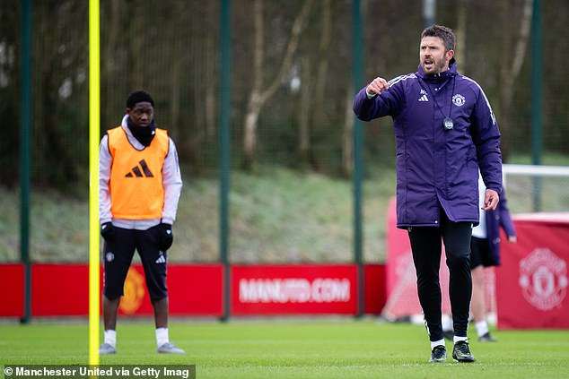 Michael Carrick gets to work: All smiles at Man United training as head coach – and new-look backroom staff – aim to bounce back from Ruben Amorim era… and there’s a boost ahead of Manchester derby