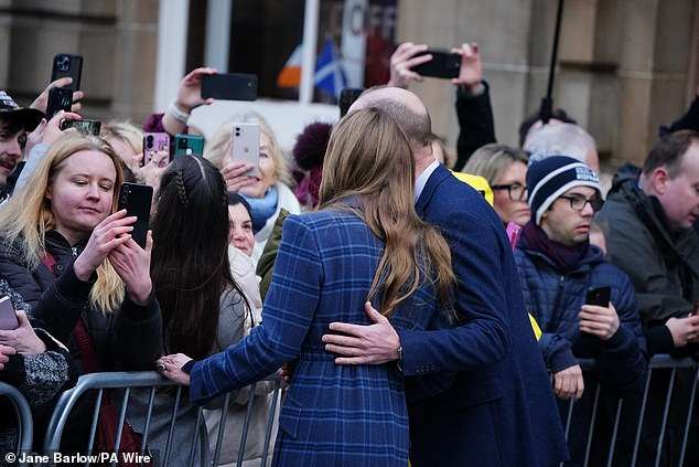 Sweet moment Prince of Wales puts his arm around Kate as pair enjoy fun-filled day of engagements in Scotland (and William enjoys a cheeky pint!)