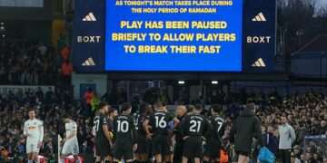 Leeds fans BOO as Man City clash is briefly halted to allow Pep Guardiola’s Muslim stars to break their Ramadan fast