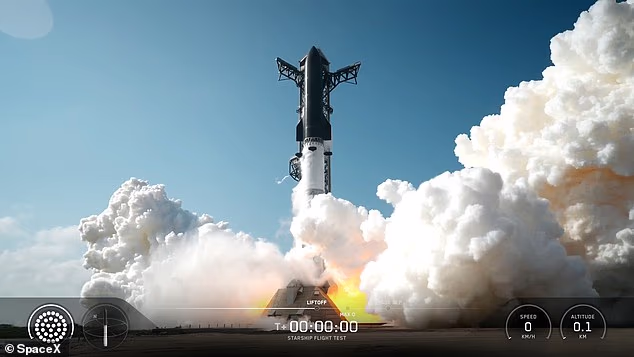 Extraordinary fireball during tense final maneuvers of SpaceX Starship that is set to carry men to moon