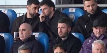 Man United stars cheer on the kids in FA Youth Cup final: Michael Carrick brings Bruno Fernandes, Mason Mount and Luke Shaw for clash with Man City – with Pep Guardiola also casting his eye over future stars
