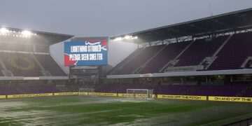 England’s final World Cup warm-up game is DELAYED amid weather chaos in Florida