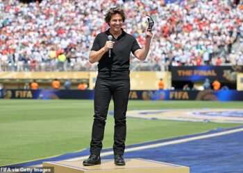 Fans left baffled by Tom Cruise’s pre-World Cup final ‘Ted Talk’ as Hollywood icon makes bizarre speech to rouse fans before kick-off